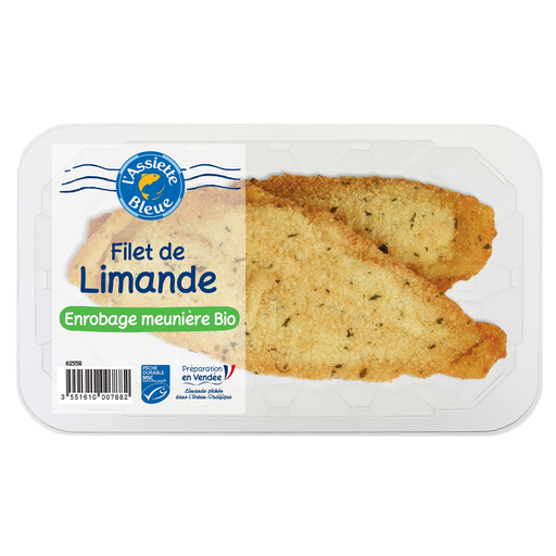 [3551610007882] L'ASSIETTE BLEUE Meuniere lemon sole fillet organic coating 200 g