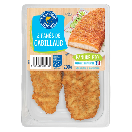[3551610008162] L'ASSIETTE BLEUE Organic Cod Fish Breaded 200 g