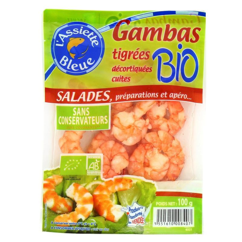 ASSIETTE BLEUE Gambas Tigre Bio 100 g