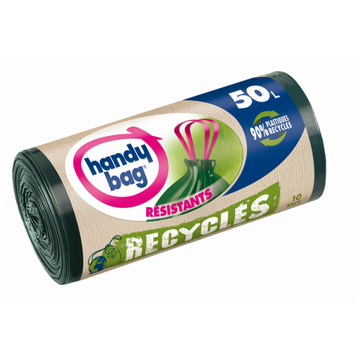 [3557880400064] HANDY BAG Sac Poubelle Résistants Recyclés 50 L les 10 sacs