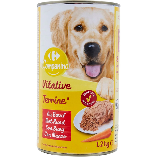 [3560070015559] CARREFOUR Pâtée Pour Chien Adulte Boeuf COMPANINO 1,2 kg