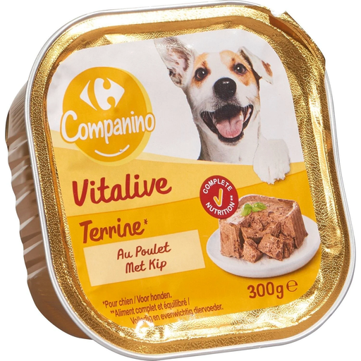 [3560070015733] CARREFOUR Pâtée Pour Chien Adulte Terrine Poulet COMPANINO 300 g