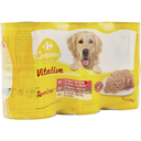 CARREFOUR Pâtée pour chien adulte Vitalive bœuf agneau poulet 3 boîtes de 1,2 kg
