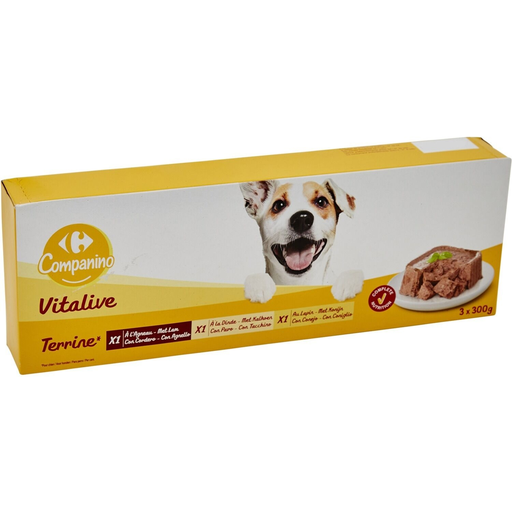 [3560070119769] CARREFOUR Pâtée pour chiens agneau/dinde/lapin 3x300g