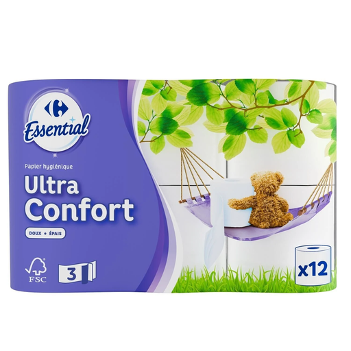 [3560070150403] CARREFOUR Soft And Thick Triple Ply Decorated Toilet Paper 12 rolls