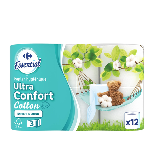 [3560070180585] CRF Toilet Paper Soft Triple Layer Cotton Comfort 12 rolls