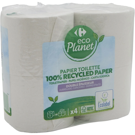 [3560070180707] CARREFOUR ECO PLANET Recycled Double Ply Toilet Paper 4 Rolls