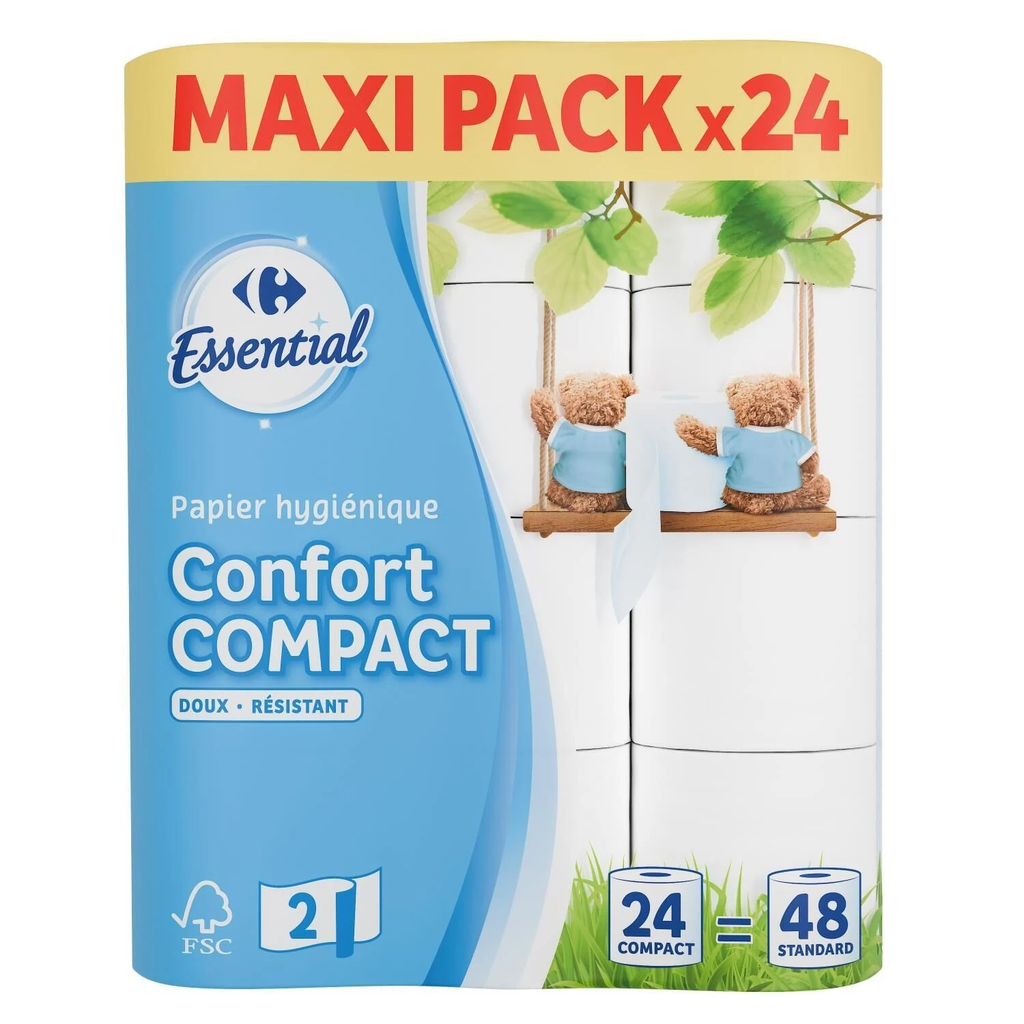 CARREFOUR Soft Toilet Paper Double Ply Compact 24 rolls