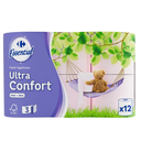 CARREFOUR Papier Toilette Doux Triple Épaisseur Confort Rose Essential 12 rouleaux