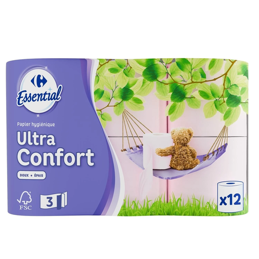 [3560070214310] CARREFOUR Soft Triple Ply Comfort Pink Toilet Paper 12 rolls