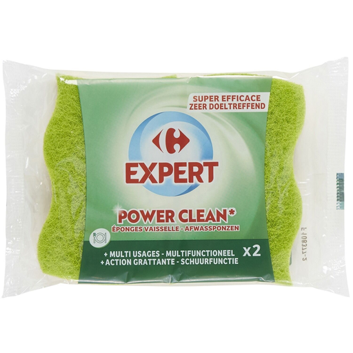 [3560070215218] CARREFOUR Power Clean EXPERT Scouring Sponges 2-pack