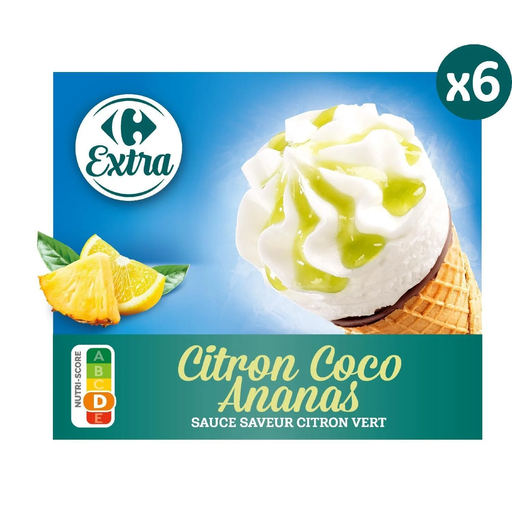 [3560070258963] CARREFOUR Lemon Coconut and Pineapple Ice Cream Cones 433 g