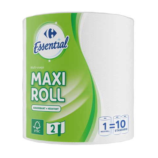 [3560070269891] CARREFOUR Essuie-Tout Maxi Roll Blanc ESSENTIAL 450 feuilles