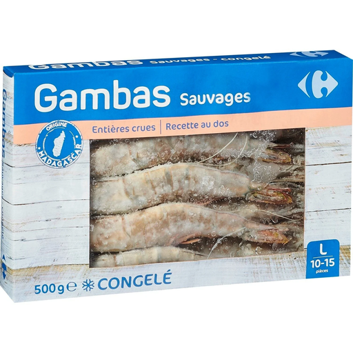 [3560070274024] CARREFOUR Camarões inteiros, crus e selvagens 500 g