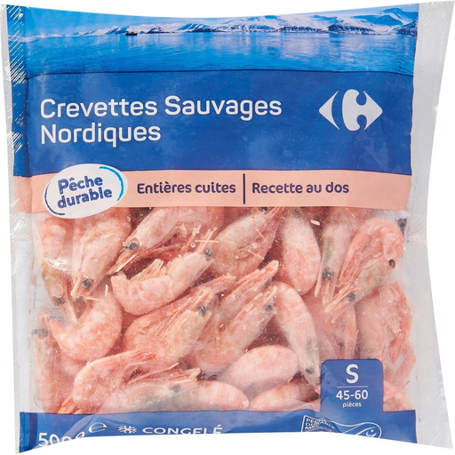 [3560070274352] CARREFOUR Camarão Selvagem Nórdico Inteiro Cozido EXTRA 500 g