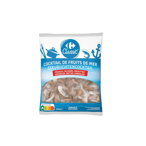 [3560070274444] CARREFOUR CLASSIC Trio de Frutos do Mar Mexilhões Lulas e Camarões 500 g