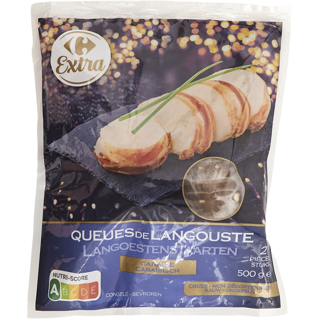 CARREFOUR Caudas de Lagosta das Caraíbas Cruas Sem Casca EXTRA 500 g