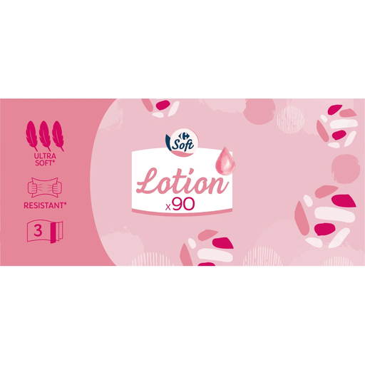 [3560070276820] CARREFOUR Mouchoirs 3 Epaisseurs Lotion FSC SOFT la boite de 90