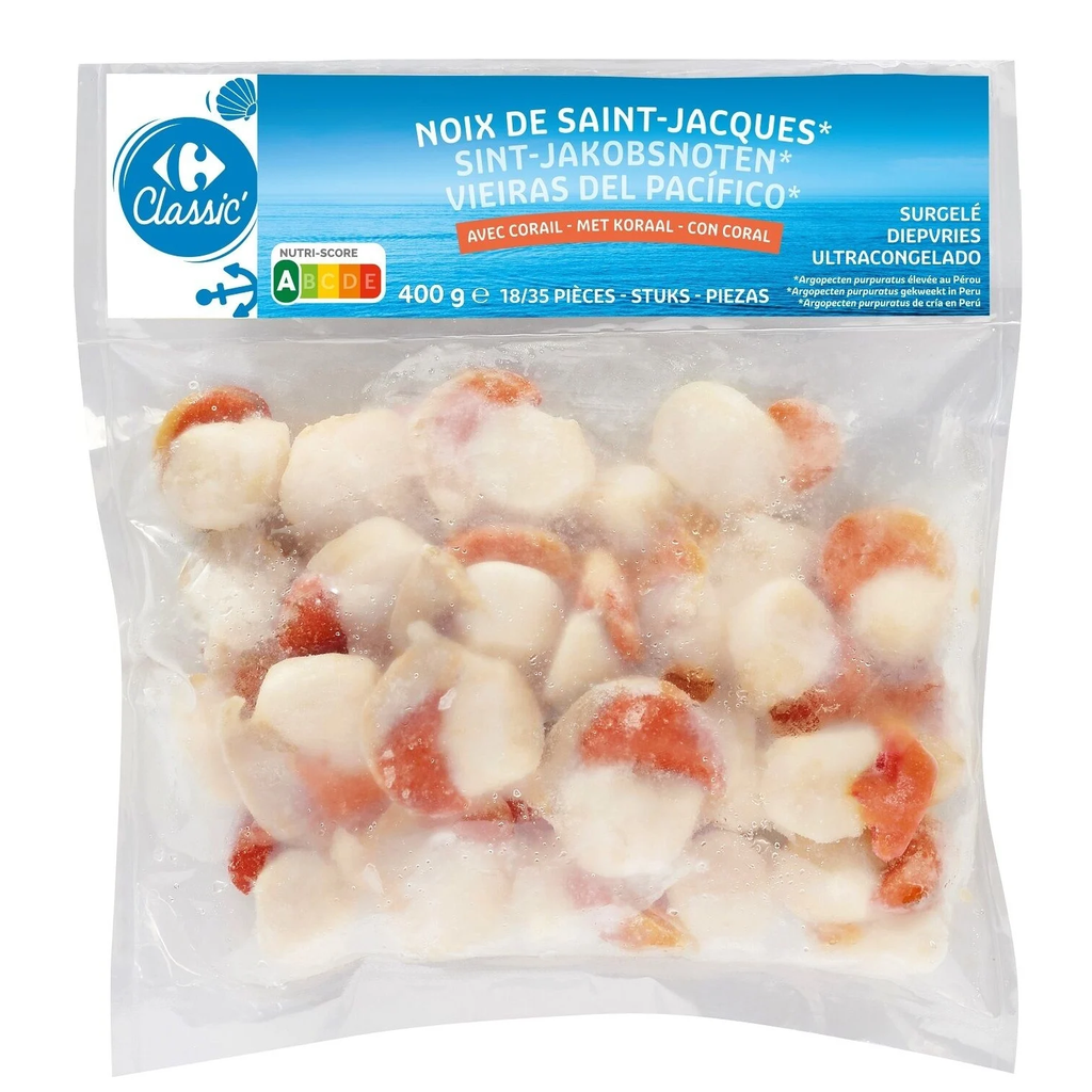 CARREFOUR Vieiras com coral 400 g