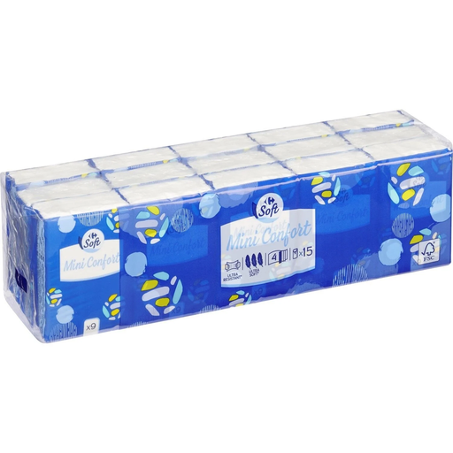 [3560070316991] CARREFOUR Comfort Tissues 4-Ply Ultra Resistant Mini FSC 15 packs