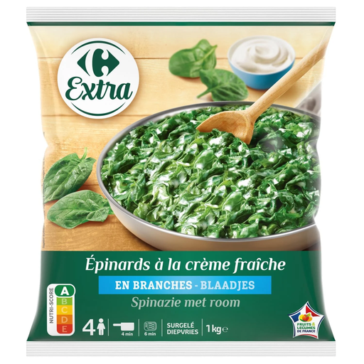 [3560070321032] CARREFOUR CLASSIC Espinafres em rama com natas 1 kg