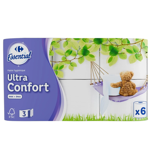 [3560070325733] CRF Soft and Thick Triple Ply Decorated Toilet Paper FSC Recyclable 6 rolls