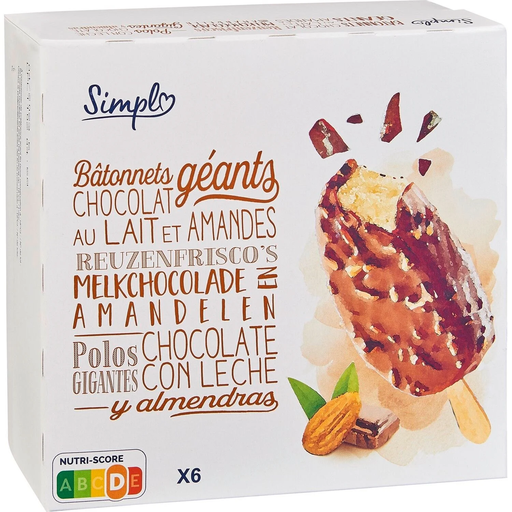 [3560070336548] SIMPL Milk chocolate almond ice cream 492 g