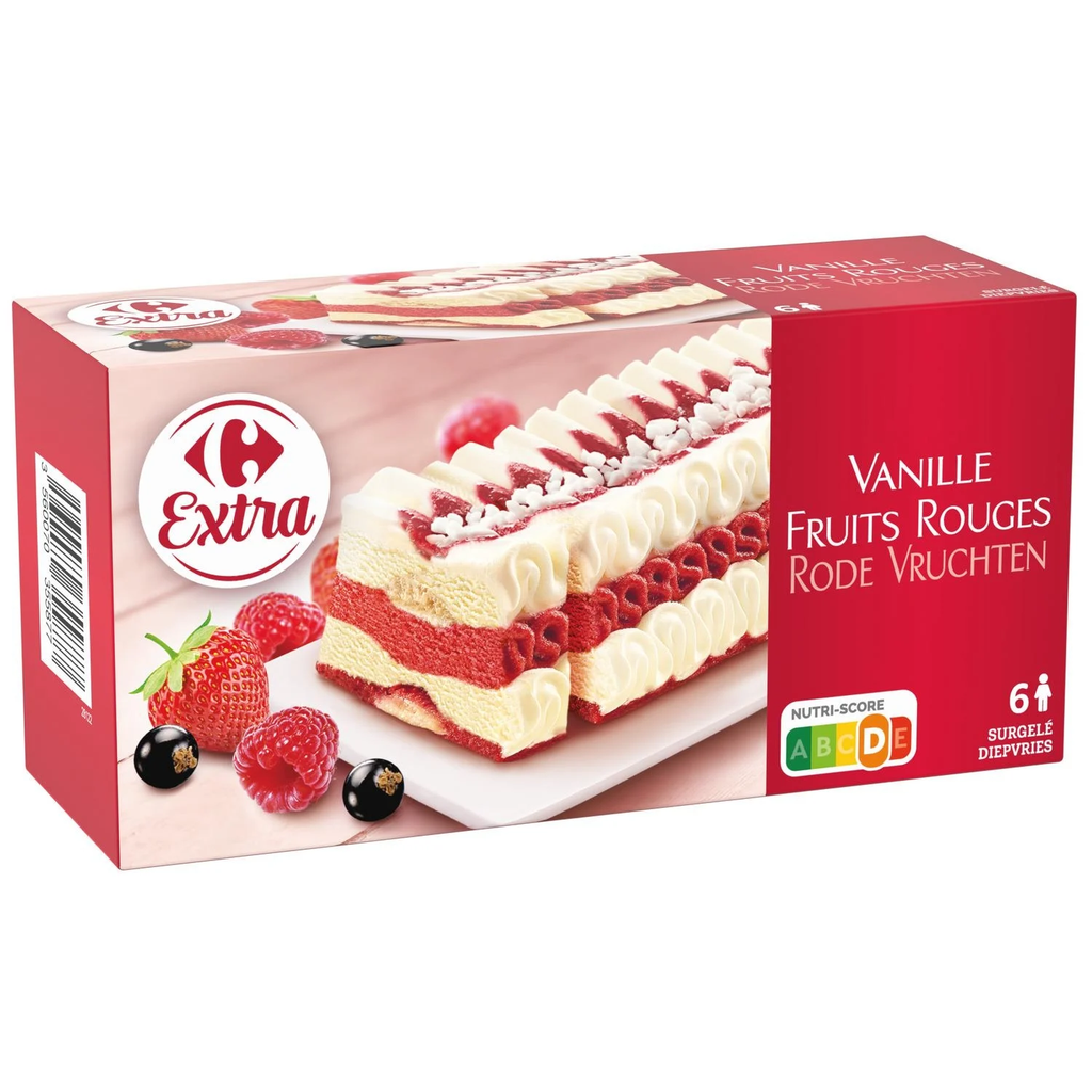 CARREFOUR Bûche Glacée Vanille et Fruits Rouges EXTRA 365,5 g