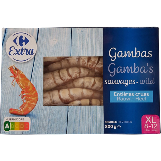 [3560070360994] CARREFOUR Gambas Selvagens Inteiras Cruas EXTRA 800 g