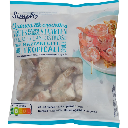 [3560070422067] SIMPL Raw shell-on shrimp tails 500 g