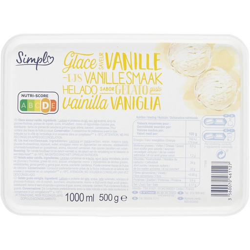 [3560070461127] SIMPL Vanilla Ice Cream Tub 500 g