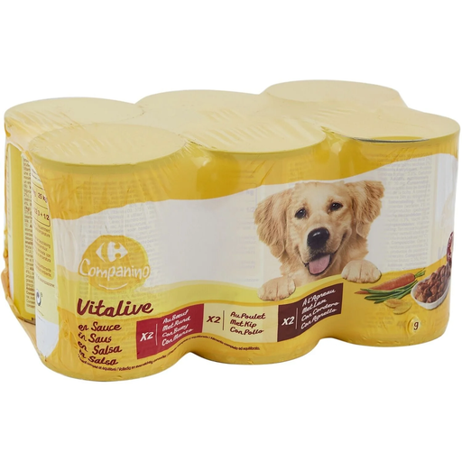 [3560070495450] CARREFOUR Pâtée Pour Chien Adulte Boeuf Poulet Agneau 6x400g