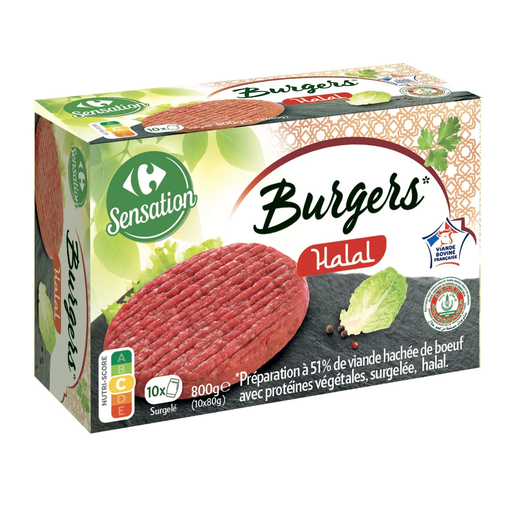 [3560070499779] CARREFOUR Halal Burger Patties SENSATION 10x80g