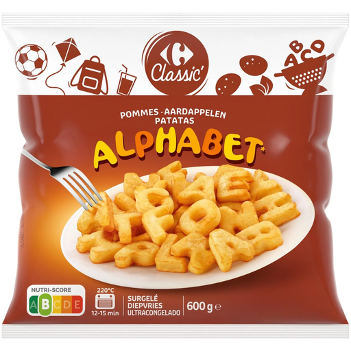 [3560070523696] CARREFOUR CLASSIC Batatas com Formato de Letras 600 g