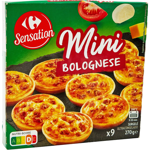 [3560070523849] CARREFOUR Mini pizzas Bolognaise SENSATION 270 g
