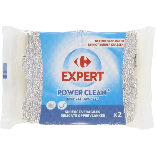[3560070635368] CARREFOUR Esponjas para Fregar Especial Vitrocerámica Superficies Frágiles Power Clean EXPERT, paquete de 2