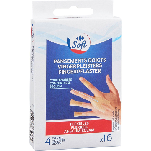 [3560070671625] CARREFOUR Pansements doigts SOFT caixa de 16