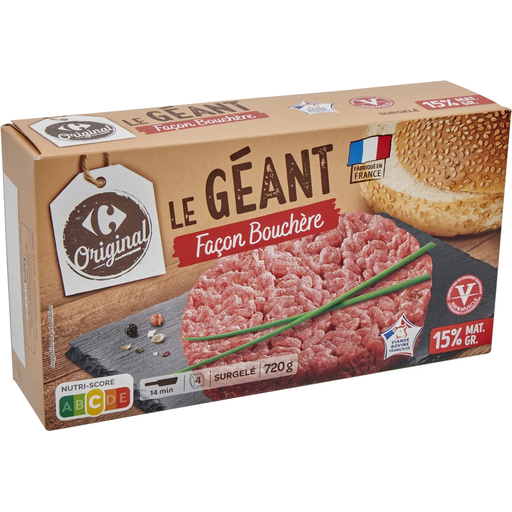 [3560070741670] CARREFOUR Le Géant Butcher-style Minced Steaks 15% Fat 4 x 180 g