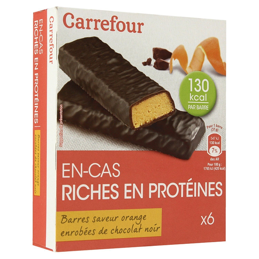 [3560070747115] CARREFOUR Barritas dietéticas naranja chocolate negro 6x31g