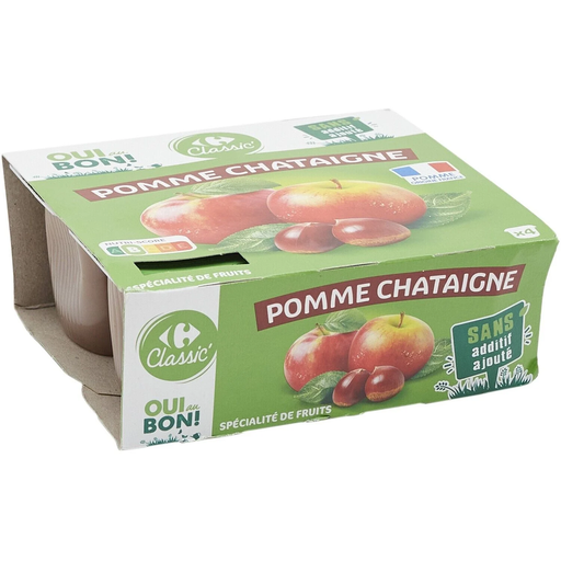 [3560070755257] CARREFOUR CLASSIC Apple Chestnut Compote 4 pots of 100 g