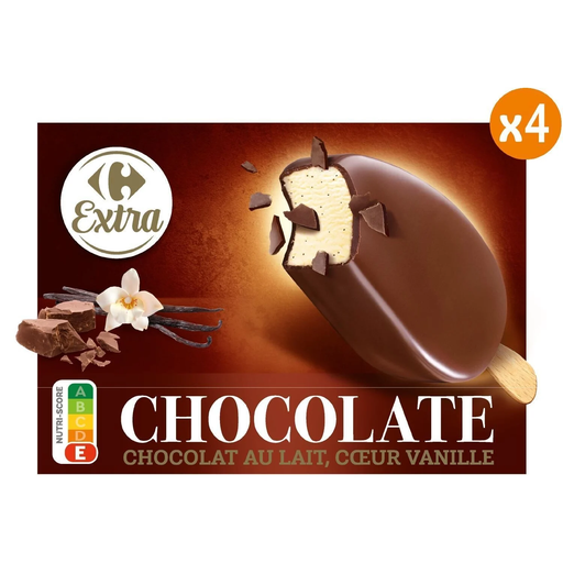 [3560070774395] CARREFOUR Ice Cream Sticks Vanilla Chocolate EXTRA 4x75g