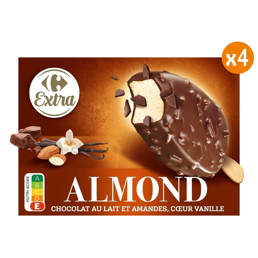 [3560070774425] CARREFOUR Vanilla Chocolate and Almond EXTRA Ice Cream Sticks 314 g
