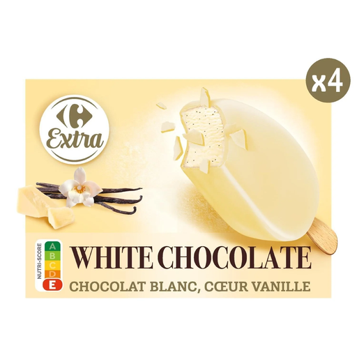 [3560070774456] CARREFOUR Vanilla White Chocolate Ice Cream Sticks 308 g