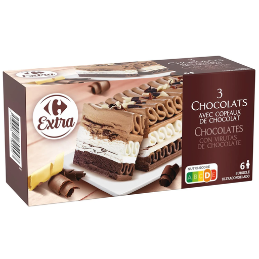 [3560070794027] CARREFOUR Three Chocolate Ice Cream Log 322.5 g