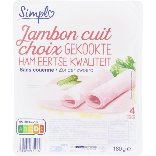 [3560070811182] SIMPL Cooked Ham Choice Rindless 180 g