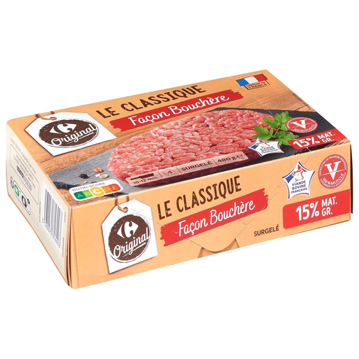 [3560070816903] CARREFOUR Classic Butcher-Style Minced Steaks 15% Fat 4x120g