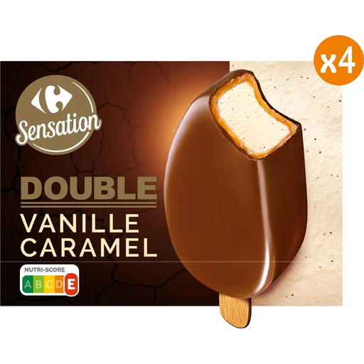 [3560070820917] CARREFOUR Vanilla Caramel SOFT Ice Cream Sticks 340 g