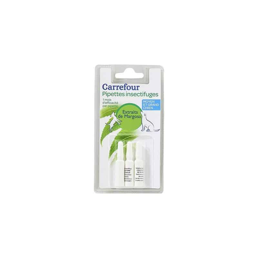 [3560070822102] CARREFOUR Pipettes Insecticides Grands et Moyens Chiens X3