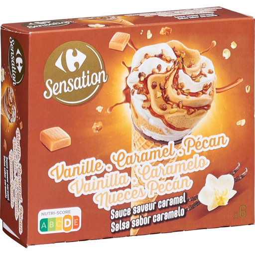 [3560070828791] CARREFOUR Vanilla Caramel Cone Ice Cream 6x68g