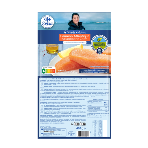 [3560070851003] CARREFOUR Lomos de Salmón del Atlántico EXTRA 4x115g